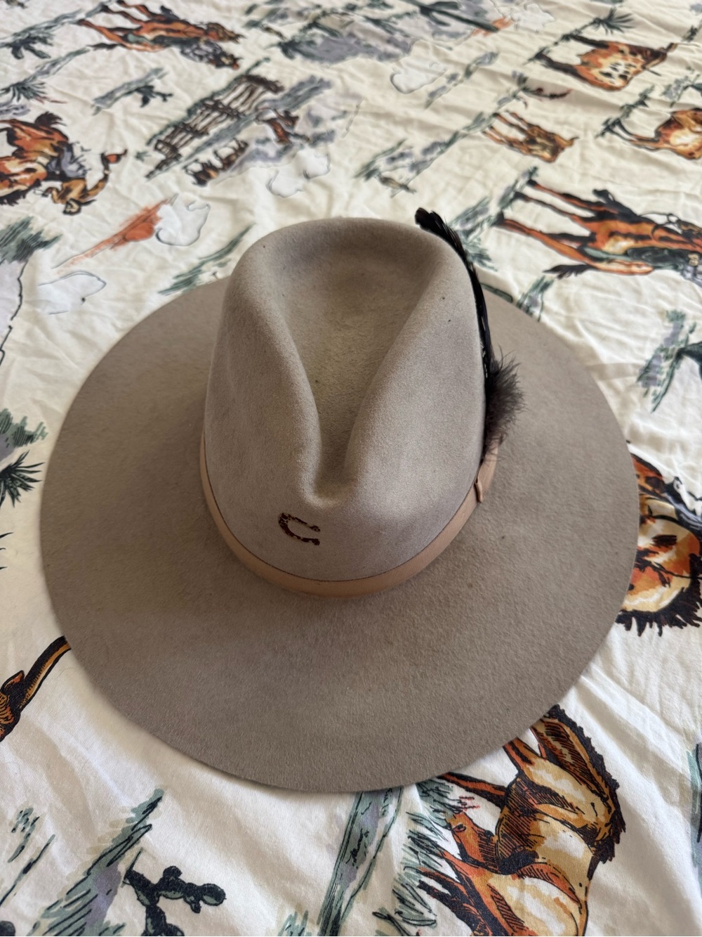 Charlie 1 Horse Felt Western Cowboy Hat Tan Beige Size L